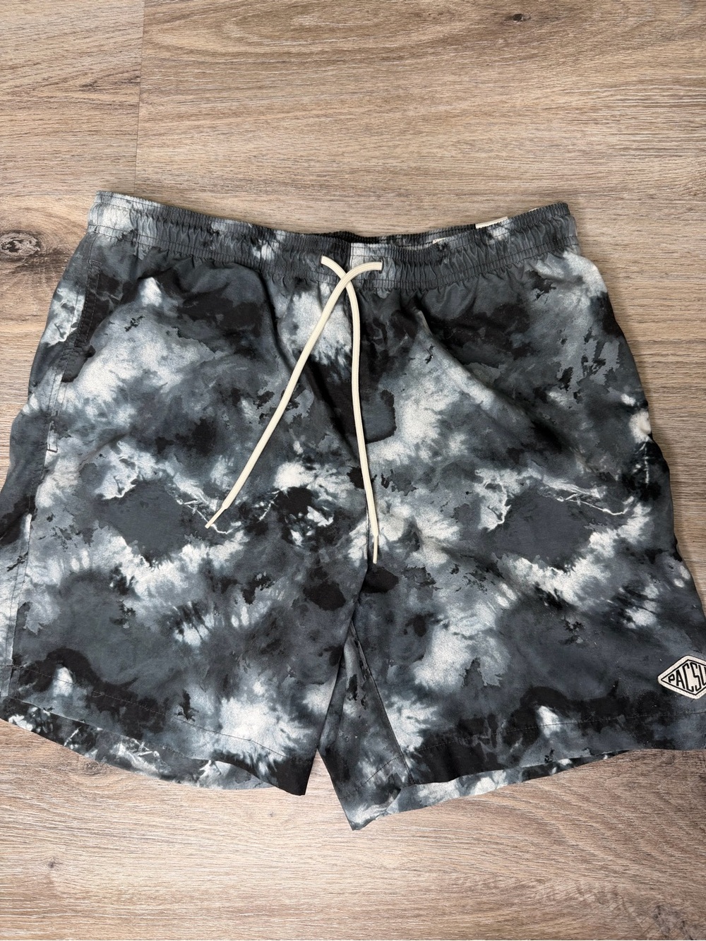 PacSun Men's Black & Gray Tie-Dye Athletic Shorts